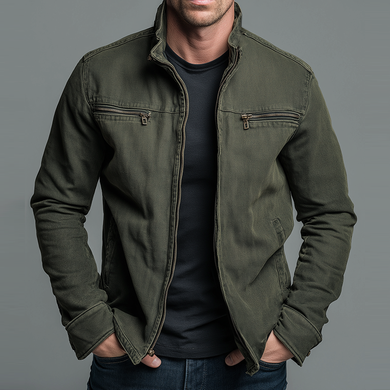 Chaqueta casual de algodón lavado para hombre