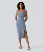Consuelo | Vestido midi ajustado con espalda abierta