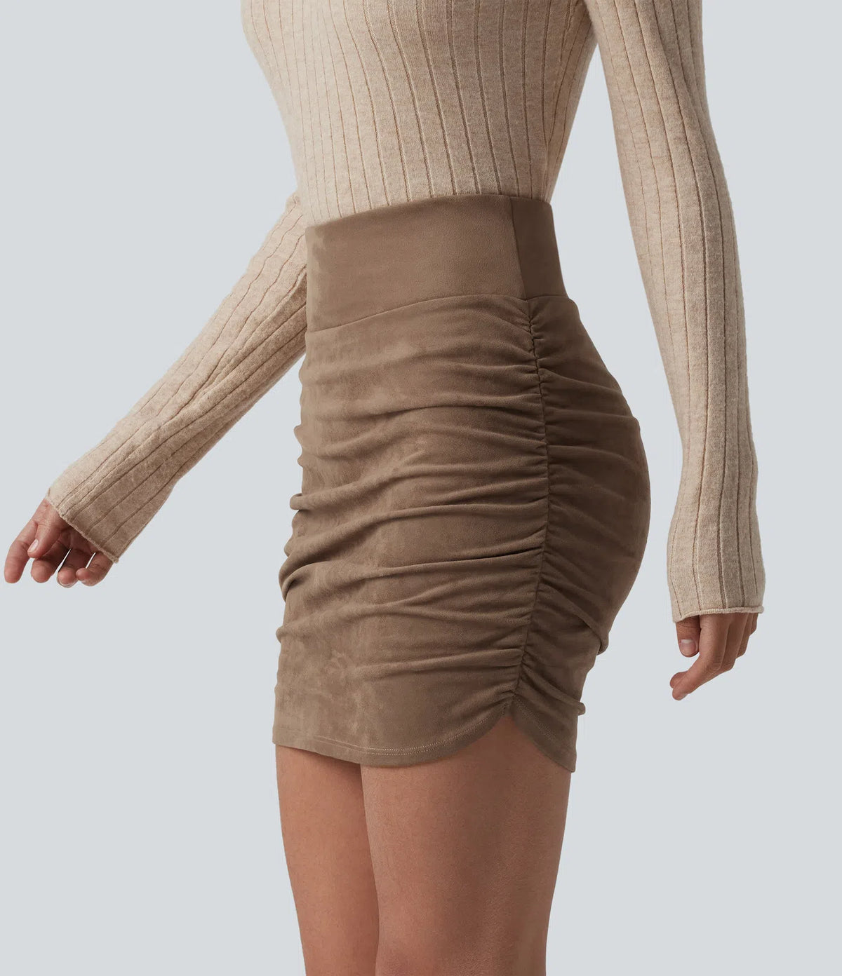 Inma | Falda pantalón mini efecto ante con cintura moldeadora