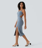 Miren | Vestido midi con cordones y espalda abierta