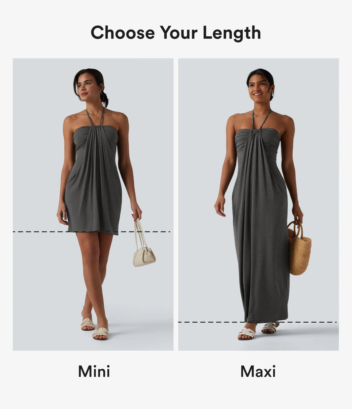 Uxue | Halter Tie Back Maxi Dress with Pockets