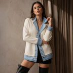 Chaqueta denim con detalles de punto