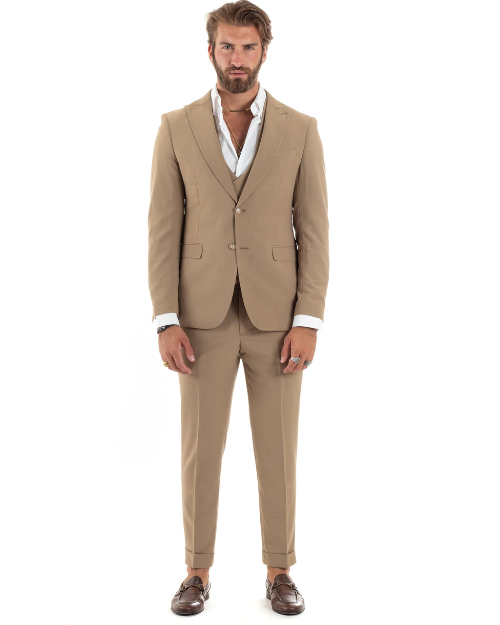 Baltasar | Traje camel de tres piezas para hombre