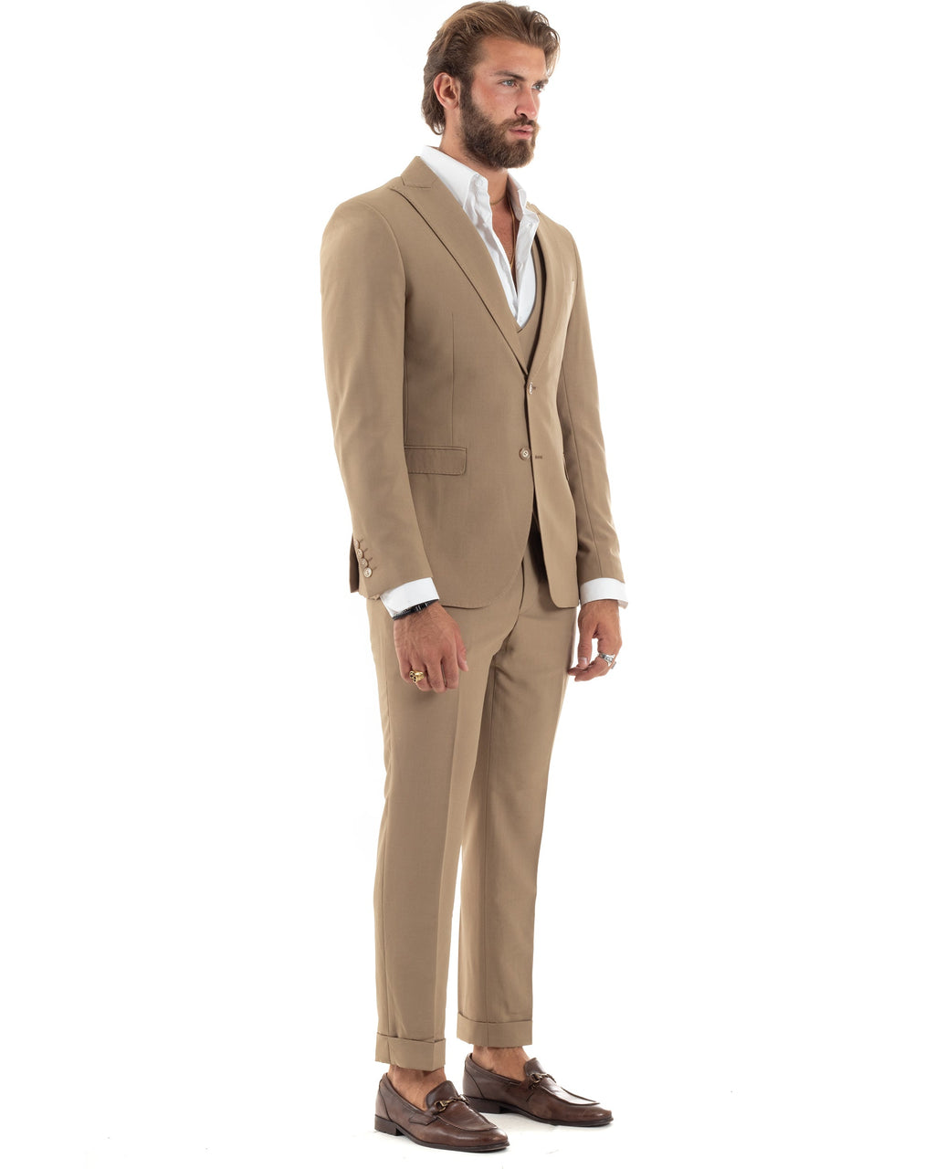 Baltasar | Traje camel de tres piezas para hombre