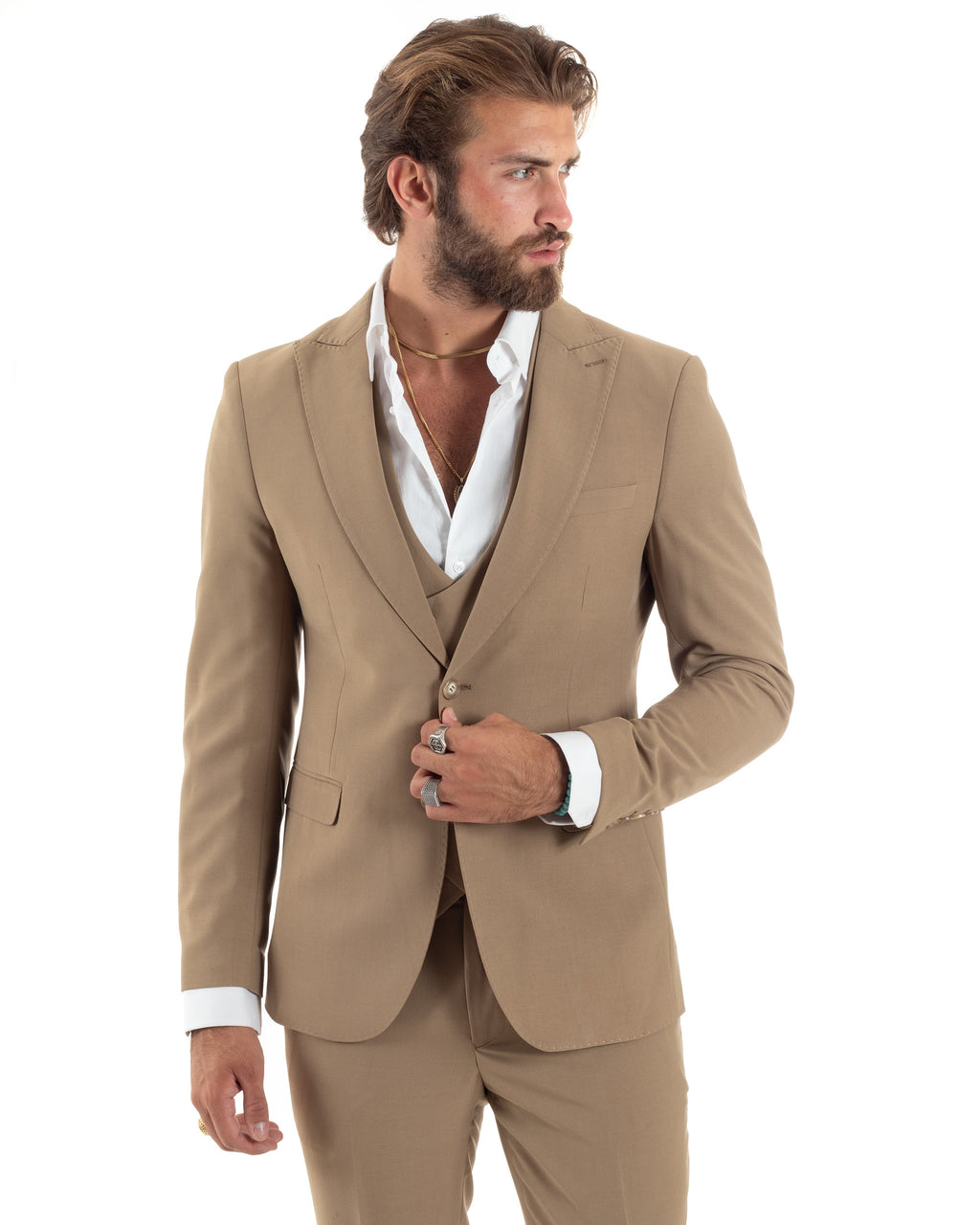 Baltasar | Traje camel de tres piezas para hombre