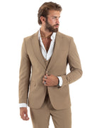 Baltasar | Traje camel de tres piezas para hombre