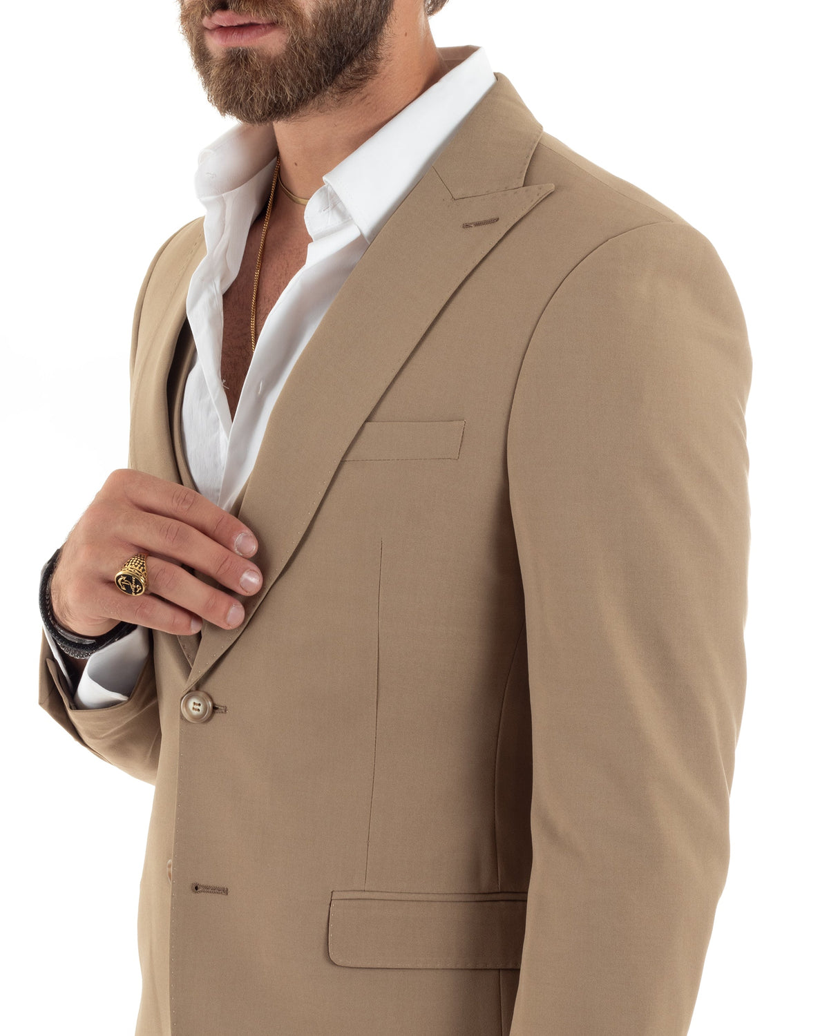Baltasar | Traje camel de tres piezas para hombre