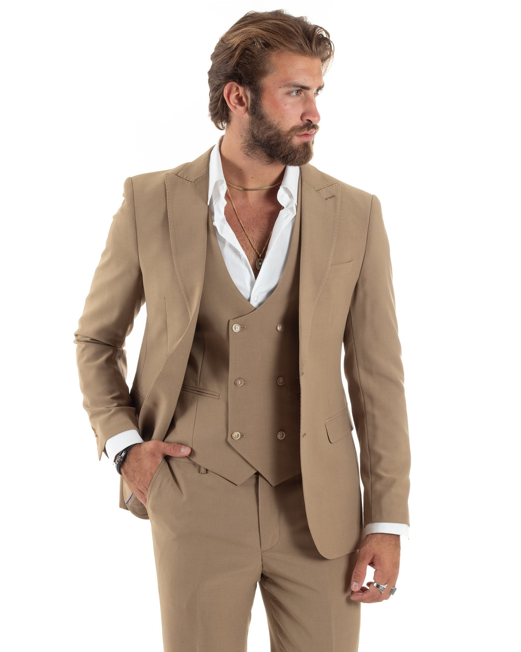 Baltasar | Traje camel de tres piezas para hombre