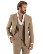 Baltasar | Traje camel de tres piezas para hombre
