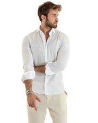 Arturo | Camisa blanca de lino y viscosa para hombre