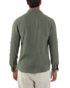 Avelino | Camisa verde de lino y corte entallado para hombre