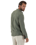 Avelino | Camisa verde de lino y corte entallado para hombre
