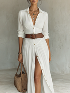 Amélia™ — Robe maxi élégante à col revers