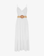 Zuriñe | Vestido largo liso con pecho de encaje