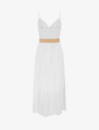 Zuriñe | Vestido largo liso con pecho de encaje