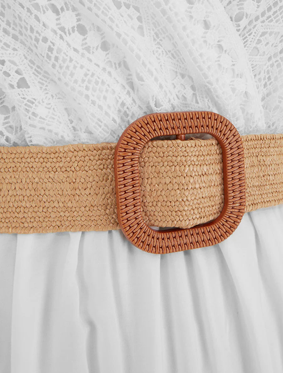 Zuriñe | Vestido largo liso con pecho de encaje