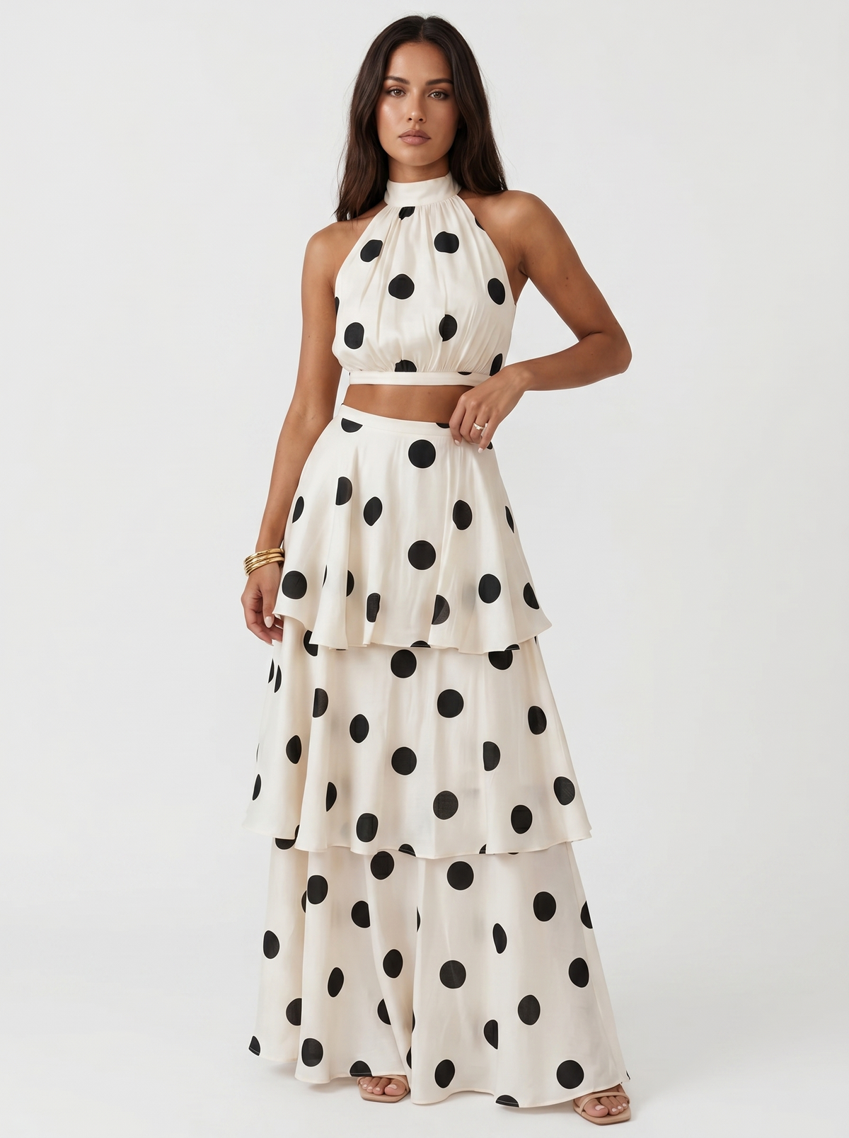 Ona | Conjunto top y falda larga de lunares