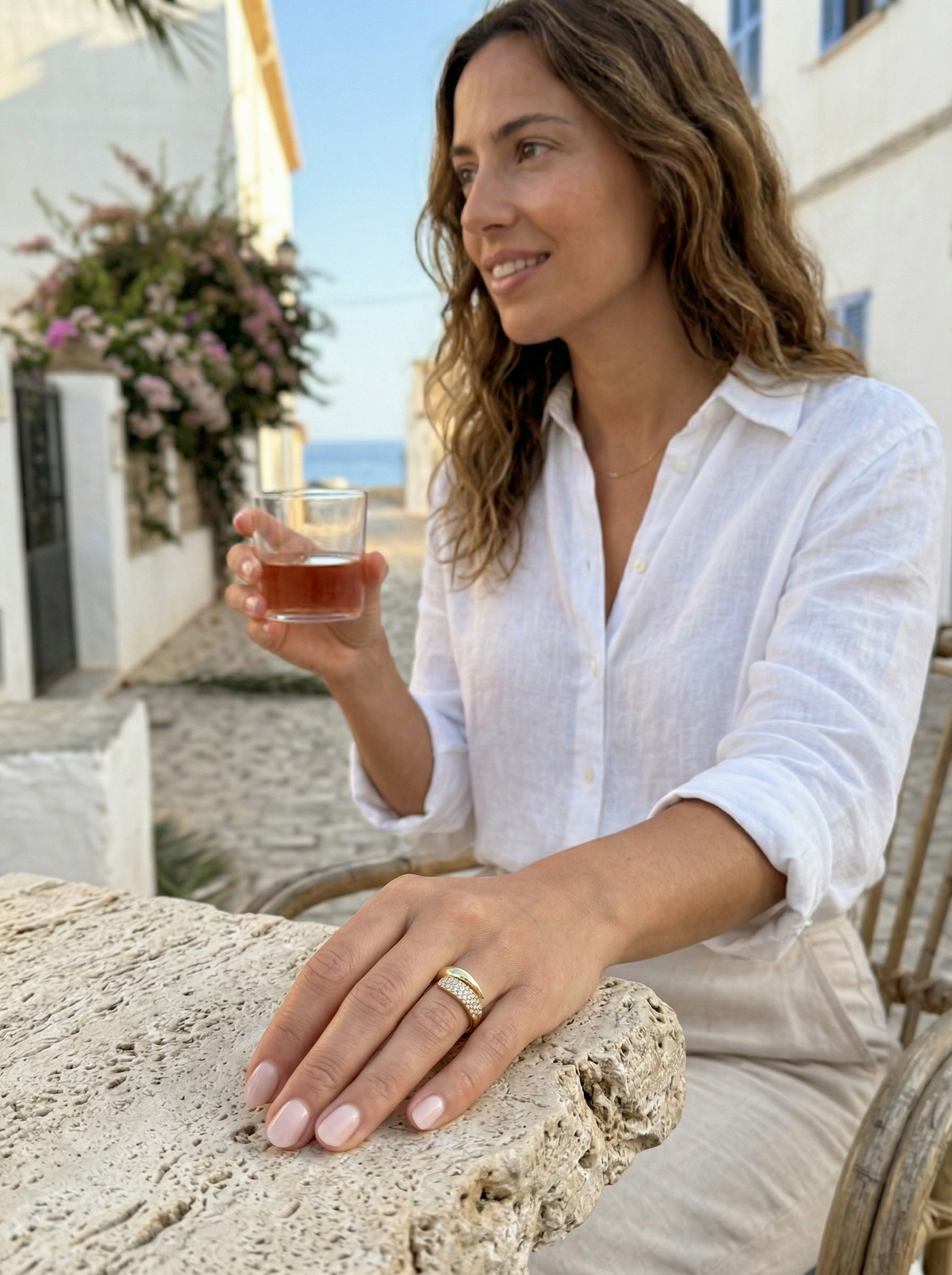 Cobre | Anillo elegante con piedras preciosas Claudia