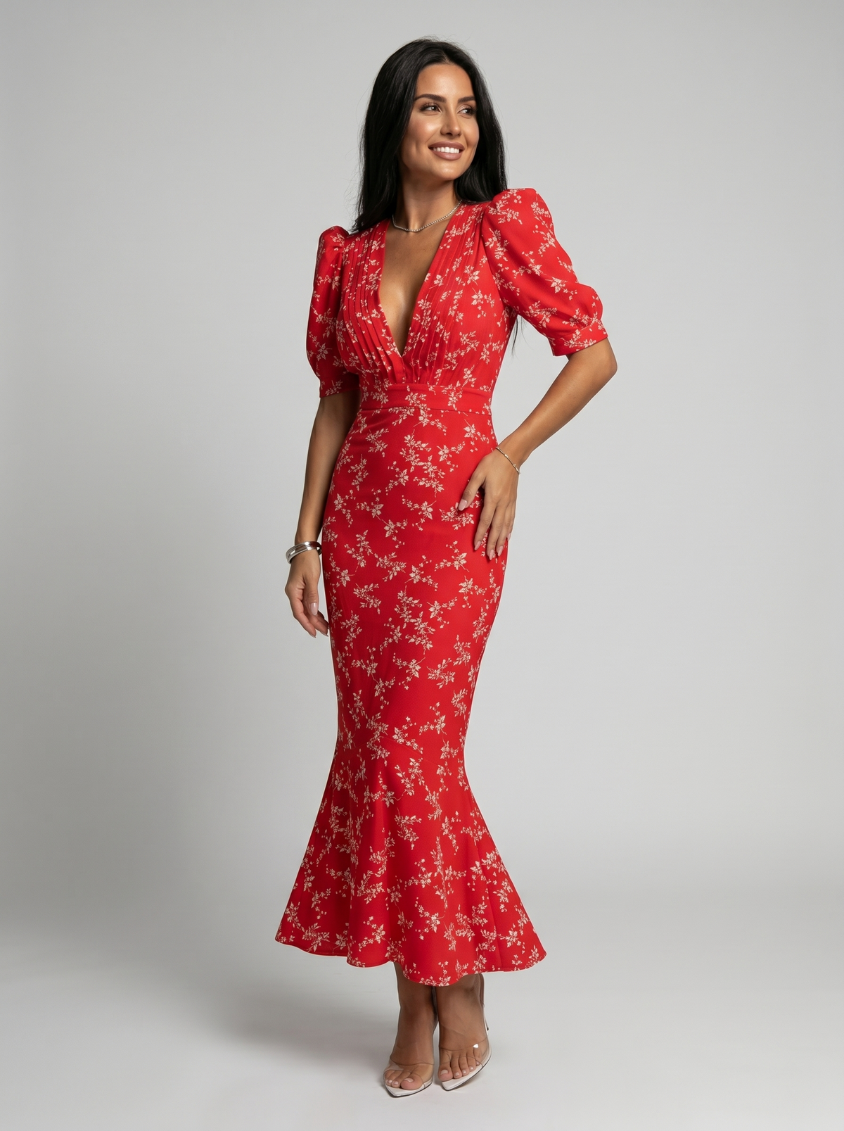 Jaione | Vestido con diseño floral y cuello en V