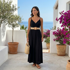 Zuriñe | Vestido largo liso con pecho de encaje