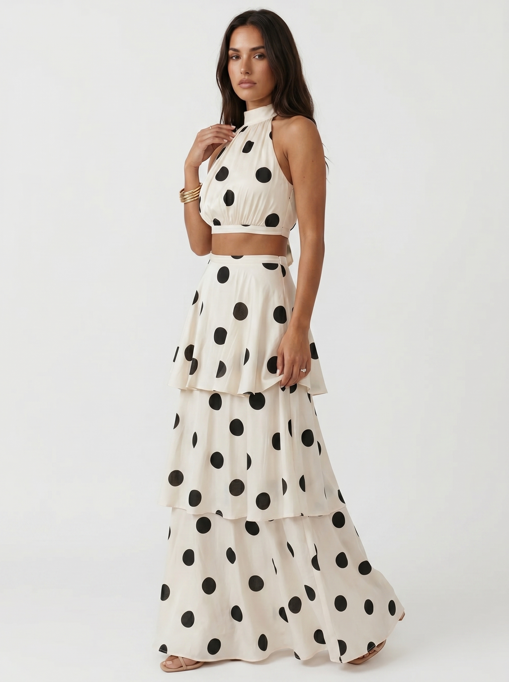 Ona | Conjunto top y falda larga de lunares
