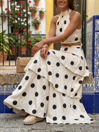 Ona | Conjunto top y falda larga de lunares