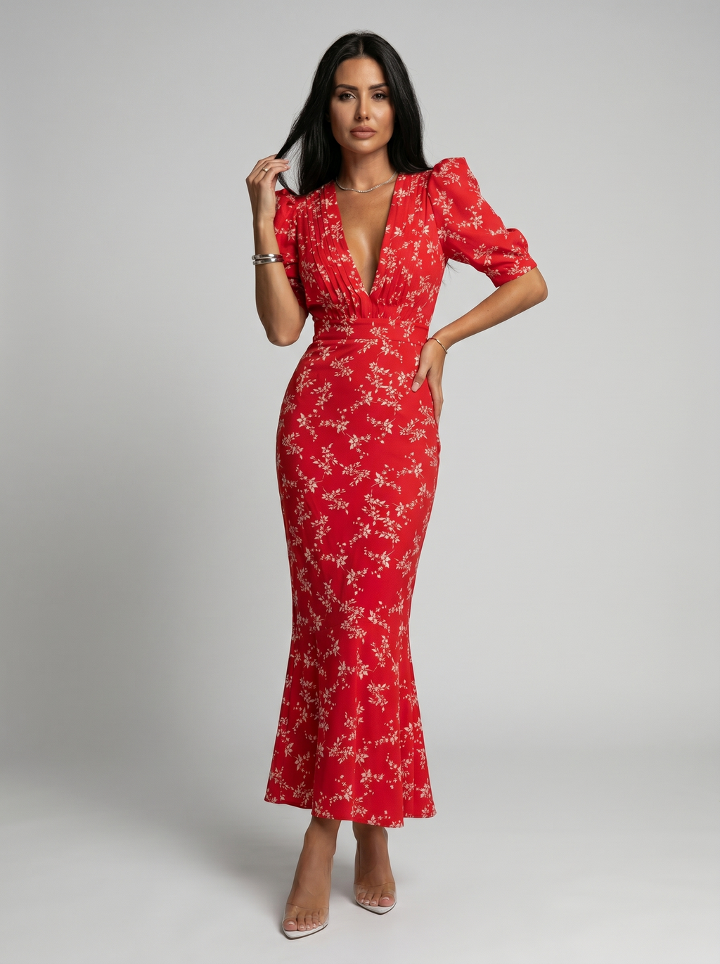 Jaione | Vestido con diseño floral y cuello en V