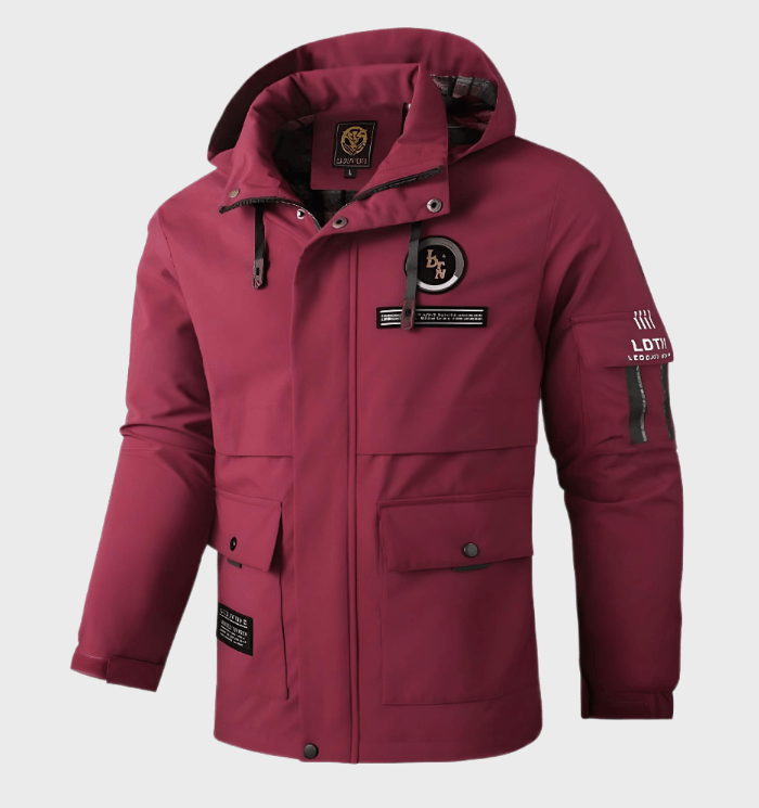 Chaqueta de hombre con capucha y detalles gráficos