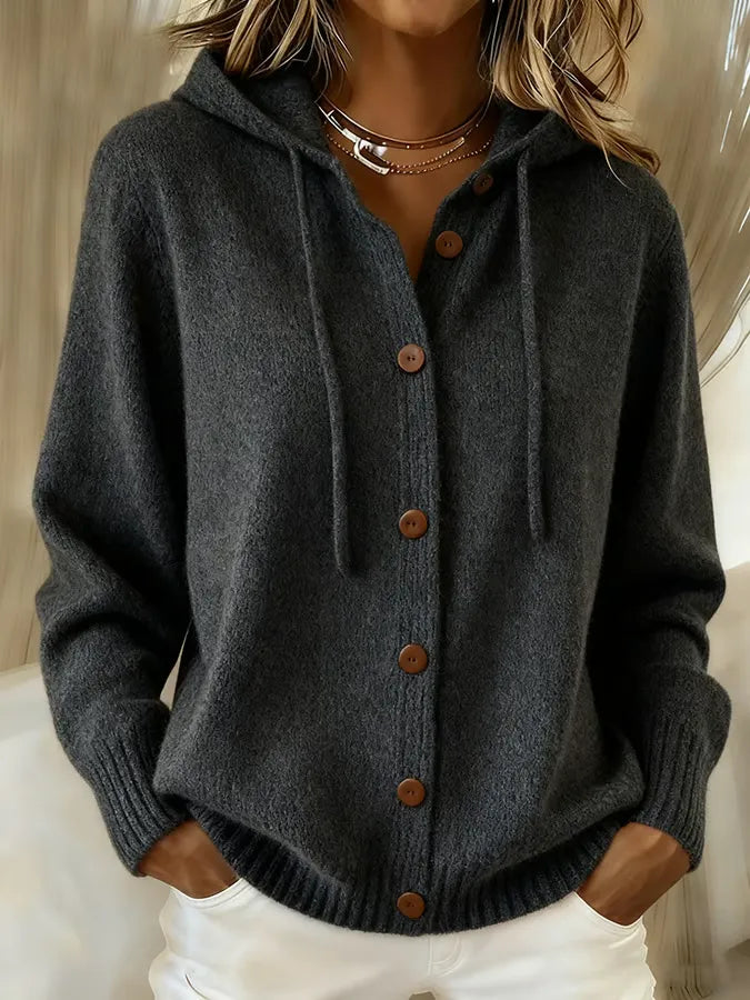 Tessa | Chaqueta de punto con capucha y botones