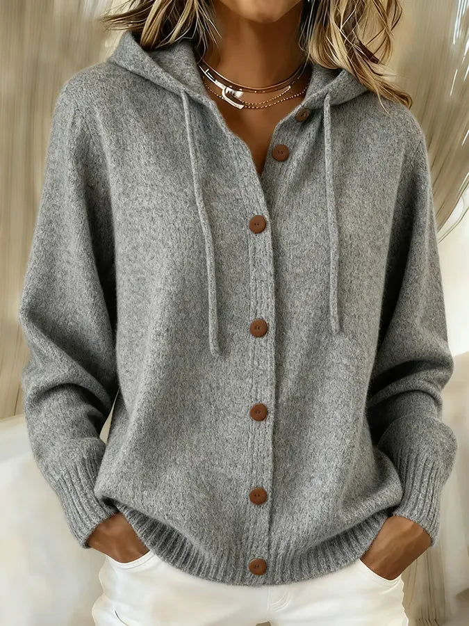 Tessa | Chaqueta de punto con capucha y botones