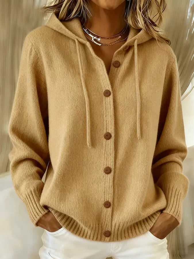 Tessa | Chaqueta de punto con capucha y botones