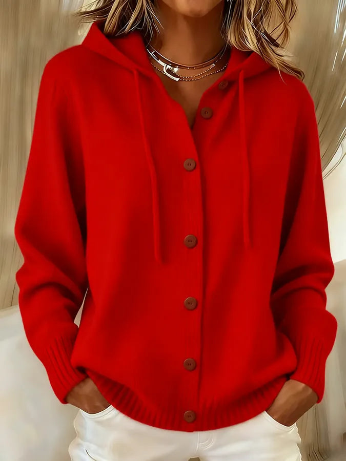 Tessa | Chaqueta de punto con capucha y botones
