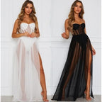 Vestido largo de encaje sin mangas