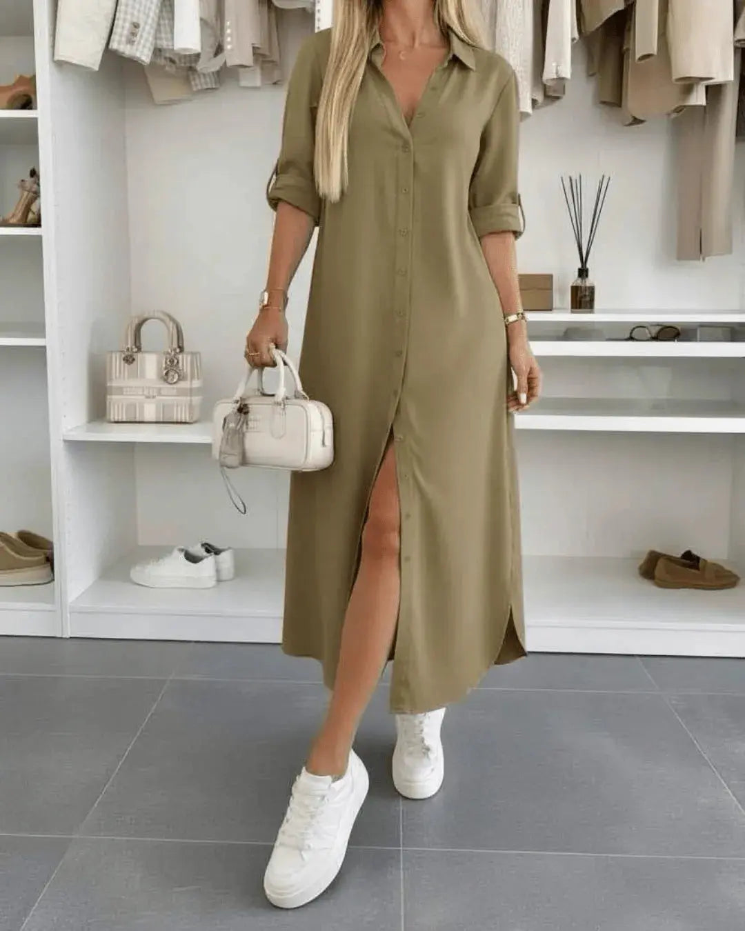 Cerezo | Vestido camisero oversize con cinturón