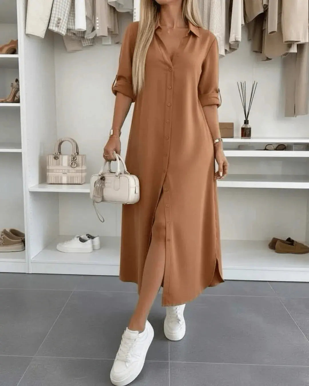 Cerezo | Vestido camisero oversize con cinturón