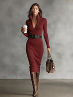 Genoveva | Vestido midi de punto con escote en V