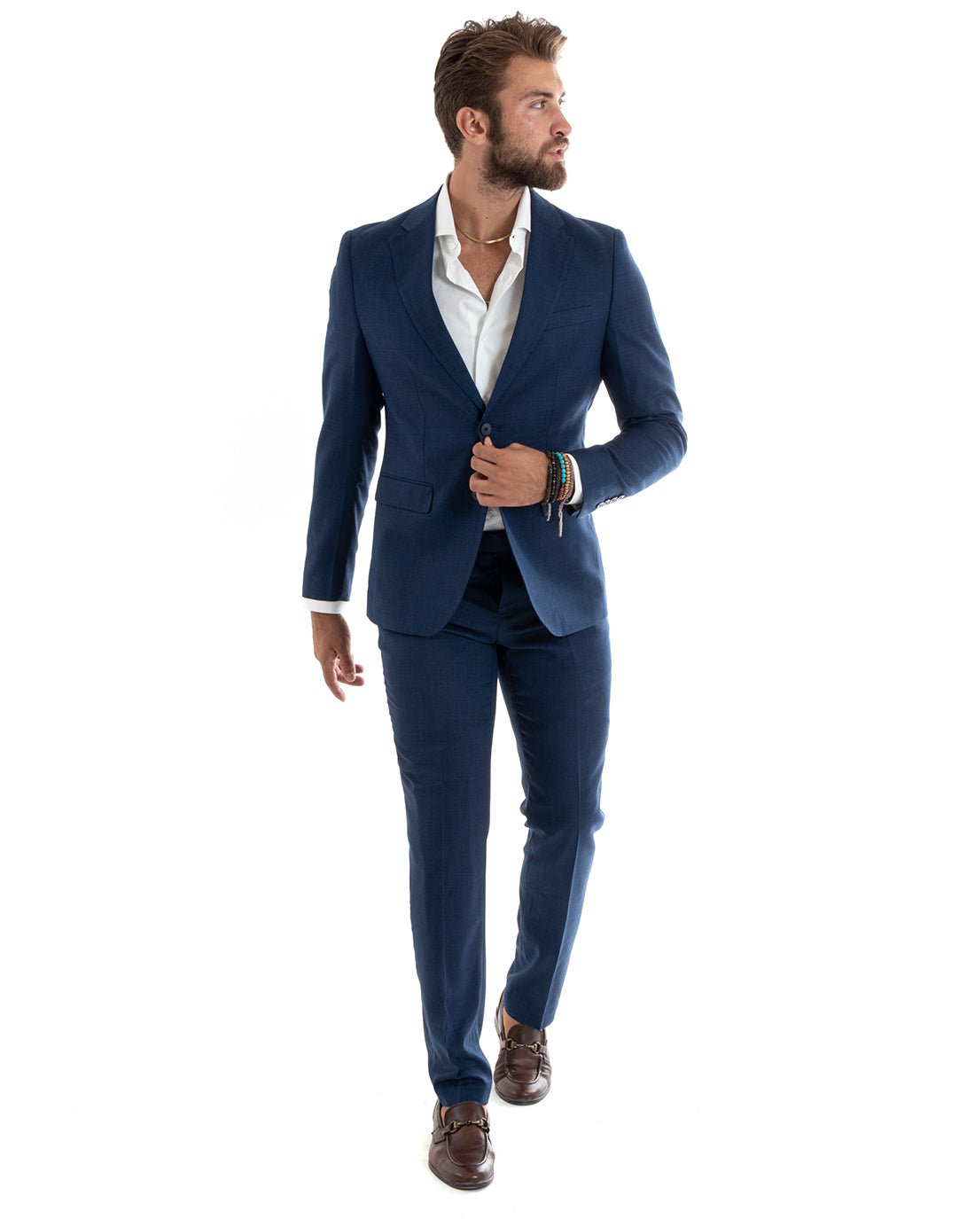 Bartolomé | Traje azul jaspeado de dos piezas para hombre