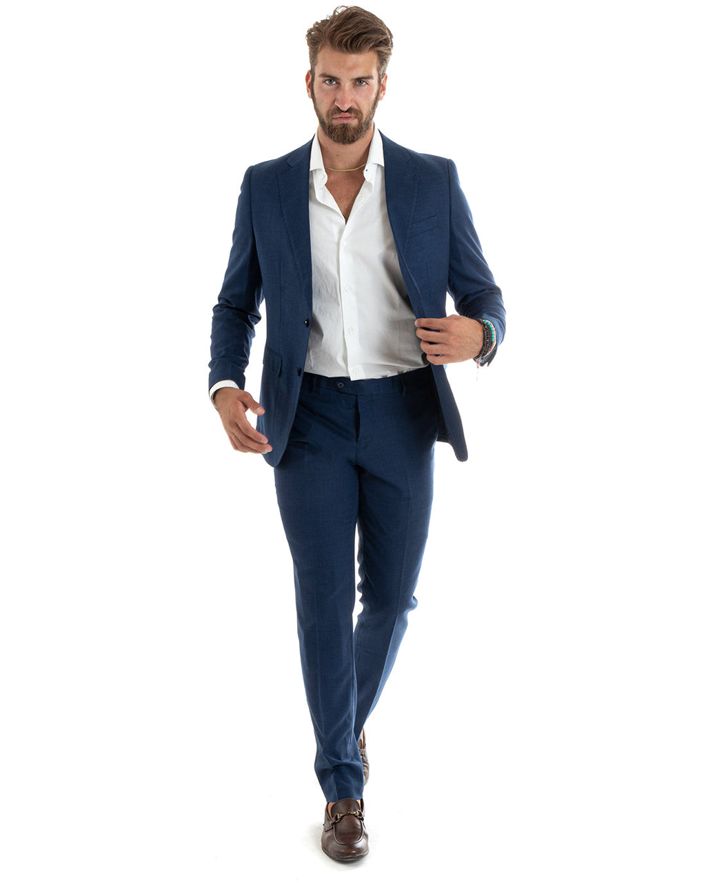 Bartolomé | Traje azul jaspeado de dos piezas para hombre