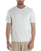 Baldomero | Camiseta de punto blanca con cuello redondo para hombre