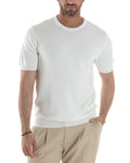 Baldomero | Camiseta de punto blanca con cuello redondo para hombre