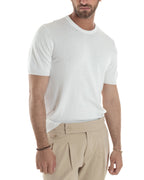 Baldomero | Camiseta de punto blanca con cuello redondo para hombre