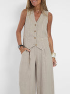 Lauren | Conjunto de chaleco y pantalón ancho