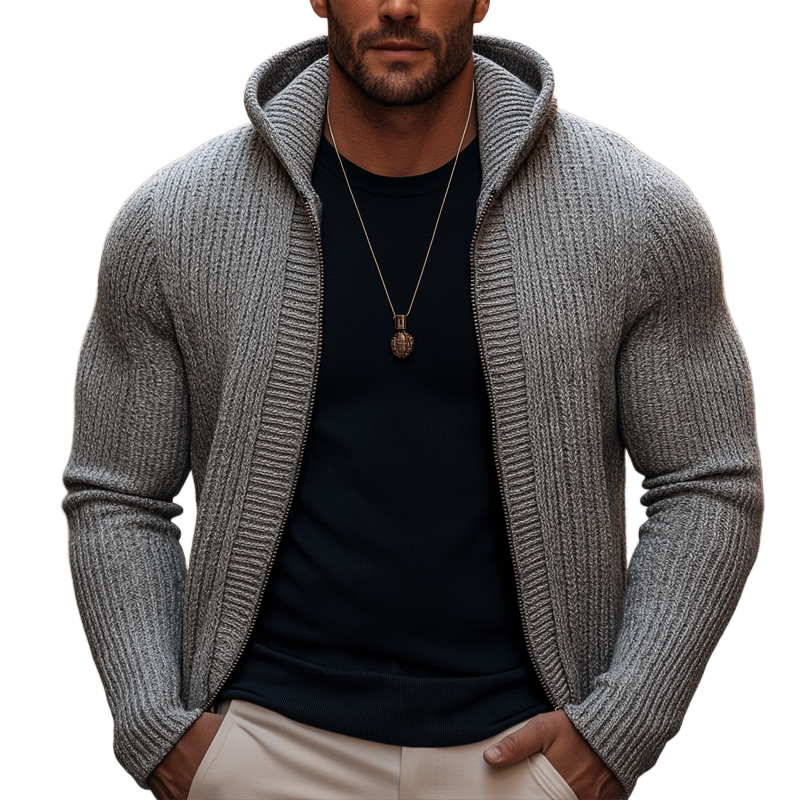 Cárdigan de punto con capucha para hombre