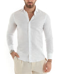 Arturo | Camisa blanca de lino y viscosa para hombre