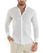 Arturo | Camisa blanca de lino y viscosa para hombre
