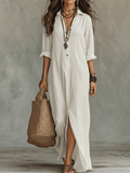 Ane | Vestido maxi bohemio negro con botones en la parte delantera