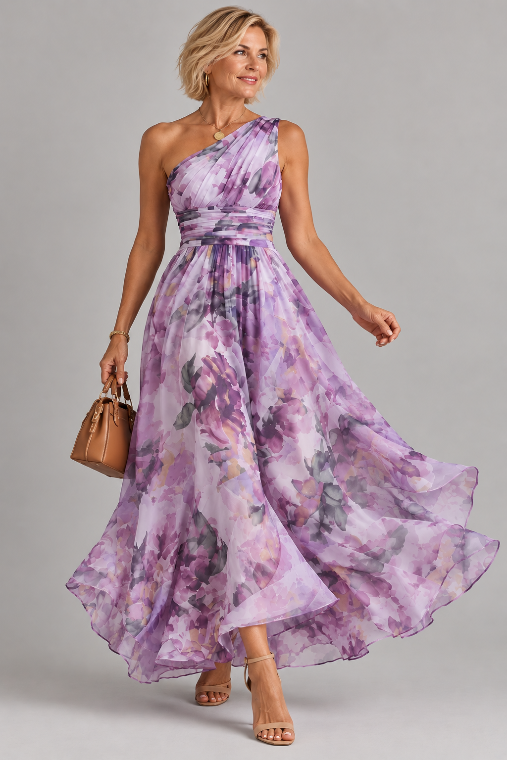 Celeste | Vestido floral de un hombro
