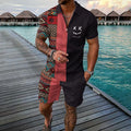 Antonio™ | Conjunto polo étnico de dos tonos y pantalones cortos