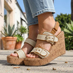 Remedios | Sandalias de cuña con doble hebilla