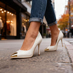 Charlize | Tacones con puntera dorada